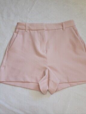 Sz 0 Women's High-Waist Tailored Shorts in Light Pink